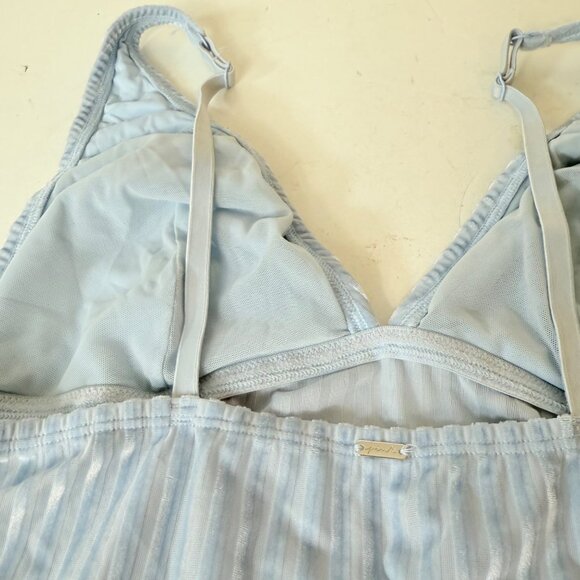 Victorias Secret PINK Bralette Top Size L Light Blue Chic Ribbed Velvet Deep V - Picture 9 of 12